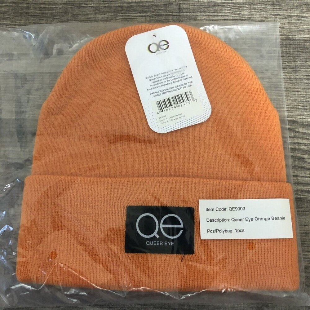 Queer Eye Merch Netflix LGBTQIA Orange Stretchy Beanie, Unisex, NEW In Poly Bag